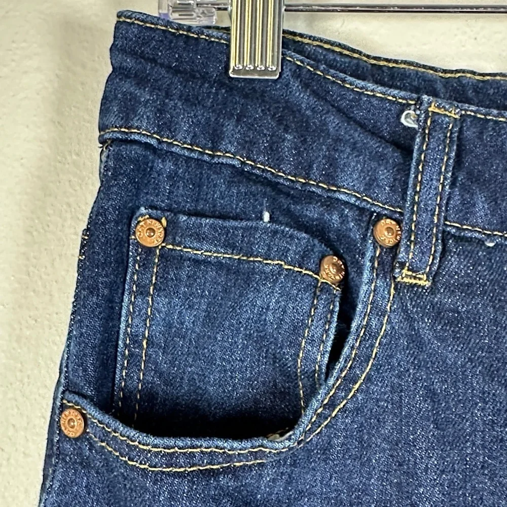 Oat New York Dark Wash Straight Leg Jeans Cuffed Hem High Rise Denim Size 10/30
